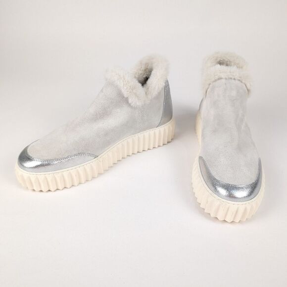 NEW Voile Blanche White Silver LUSH platform boot suede synthetic fur US 10.5/11 - Picture 5 of 15